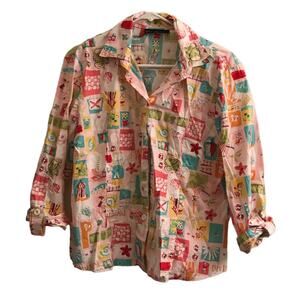AJ Clothing Company Miami Button Up Down Rolled Sleeve Top